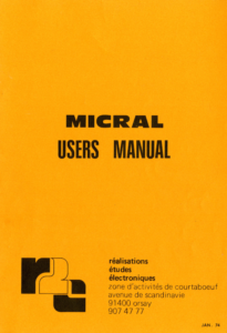 Couverture du manuel de l'utilisateur du Micral N, en anglais